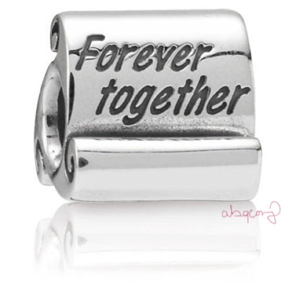 EUC Pandora 790513 Sterling Silver Forever Together Scroll Charm